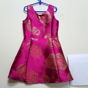 Burgundy gold flower dress